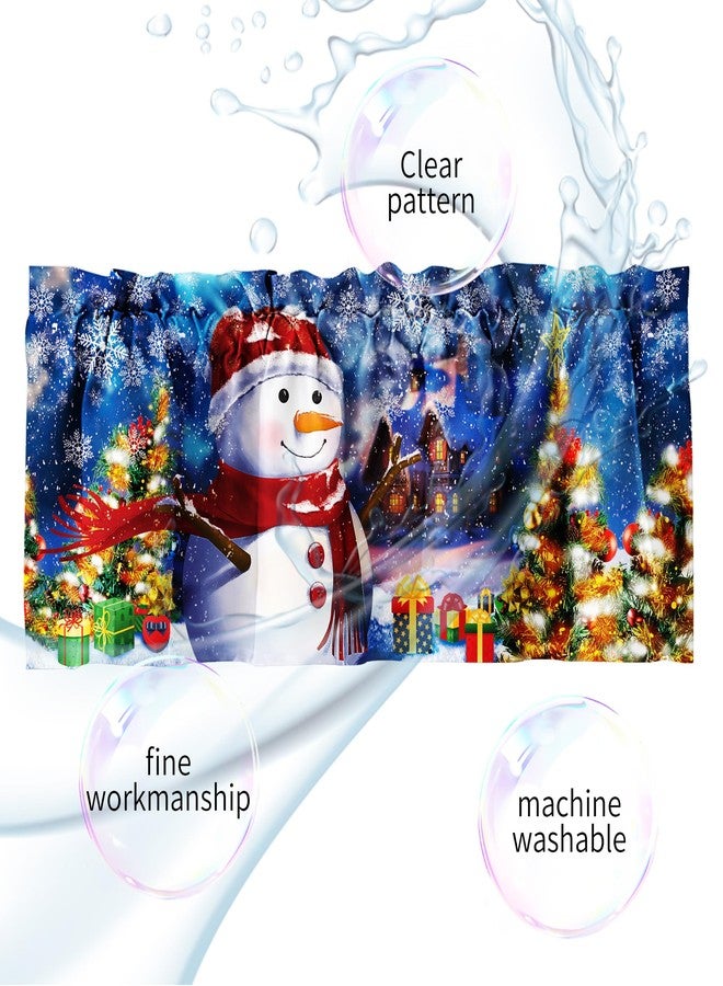 SUNWISHA Christmas Window Curtains Valance Decoration 52x18 inch Snowman Happy Christmas Eve Winter Forest Decor - Rod Pocket Kitchen/Bathroom/Laundry Valances - Image 4